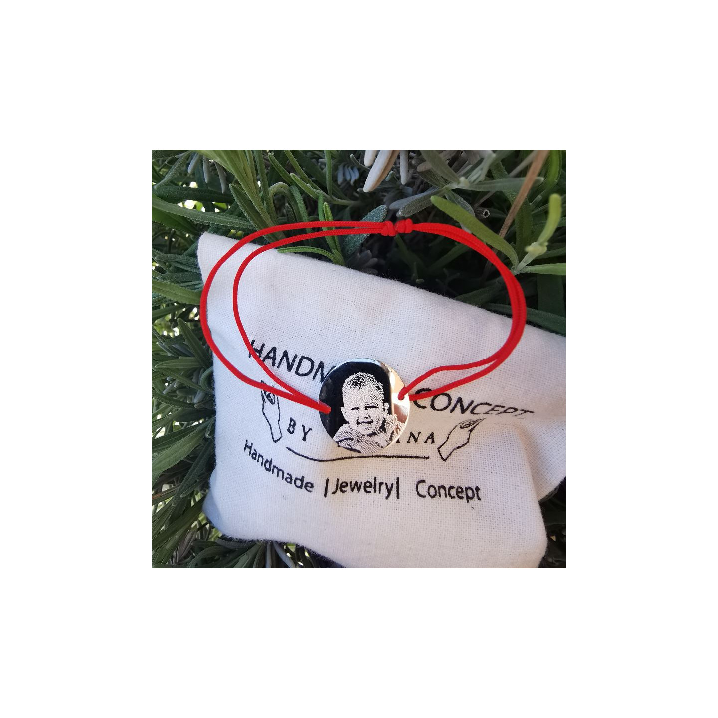 Bratara personalizata cu banut 16mm ARGINT cu gravura PORTRET